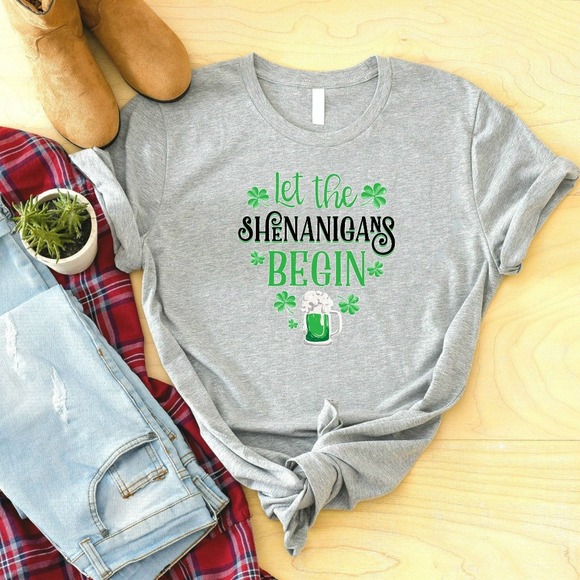 Let The Shenanigans Begin Shirt, Lucky Shirt, St Patrick's Day Shirt, Beer Tee - Picture 1 of 2